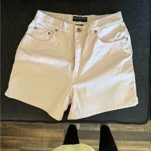 Halston Heritage Cream Jean Shorts High-Waisted Relaxed Fit
